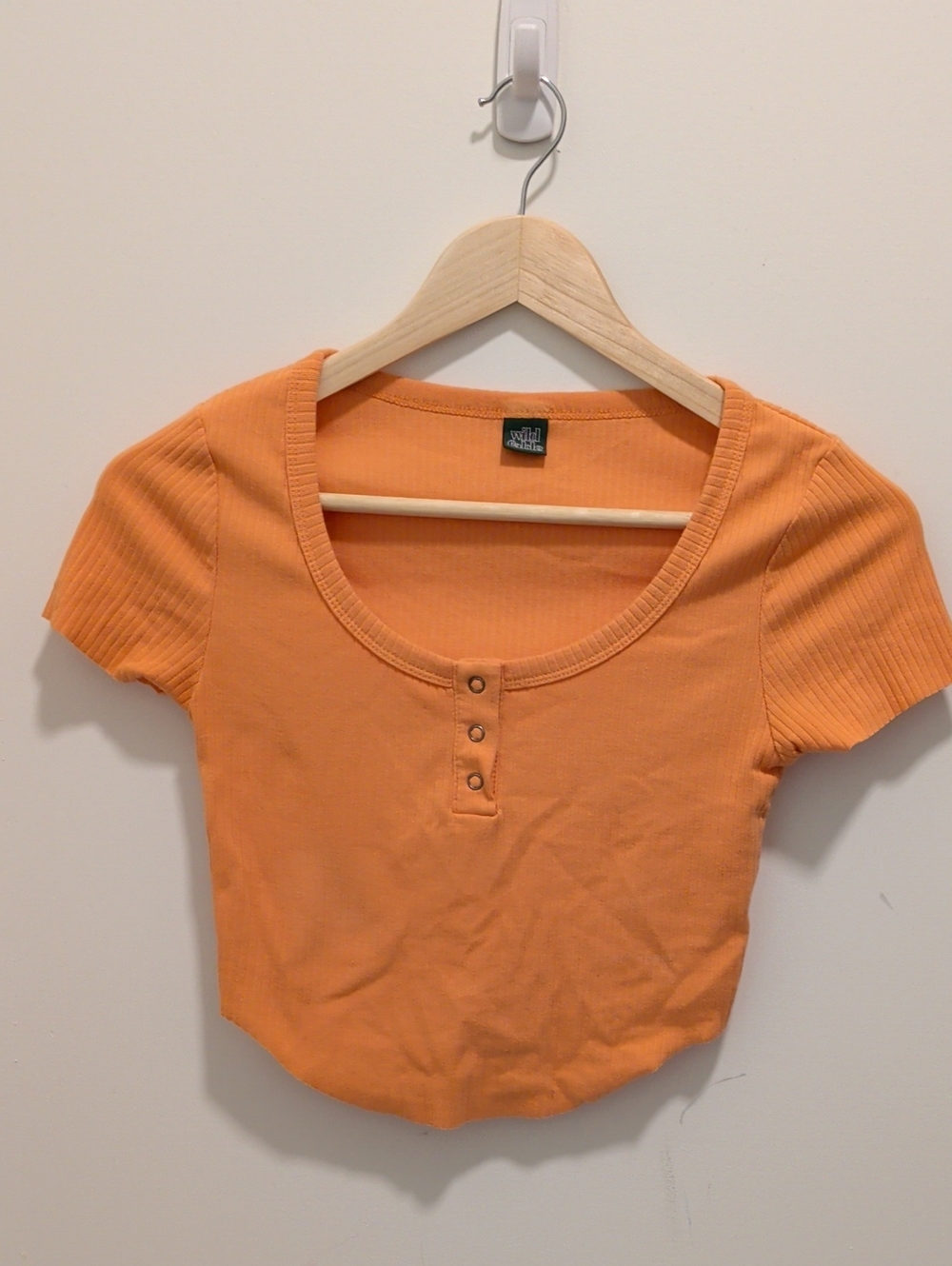 wild fable Orange Ribbed Scoop-Neck Cropped Tee